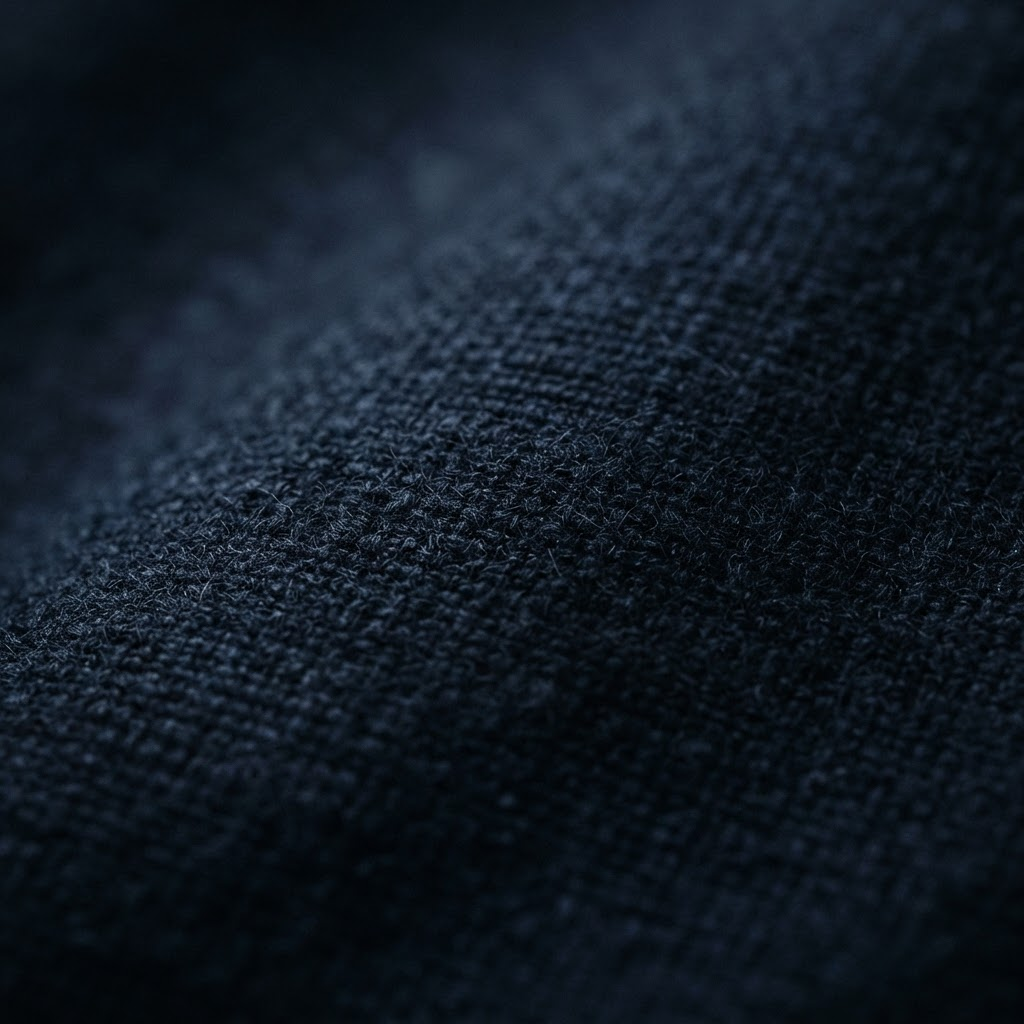 Macrofotografía de un material azul marino medianoche sutil